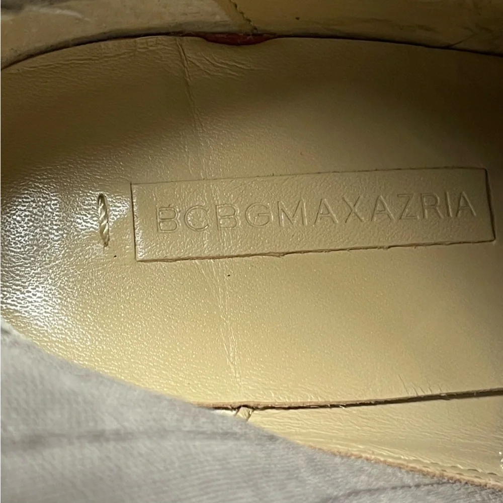 BCBGMaxAzria Virginia Taupe Leather Platform Stiletto Pull On Tall Boots Nubuck